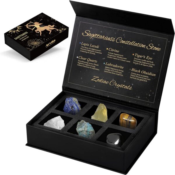 Sagittarius Crystals Gift Set, Zodiac Signs Healing Crystals Birthstones with Horoscope Box Set