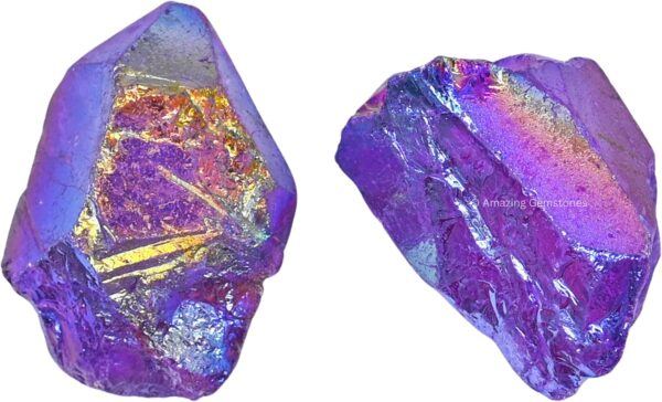 2 Pieces Amethyst Aura Quartz Raw Crystals and Healing Stones