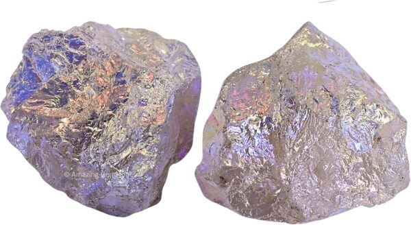 2 Pieces Angel Aura Rose Quartz Raw Crystals and Healing Stones