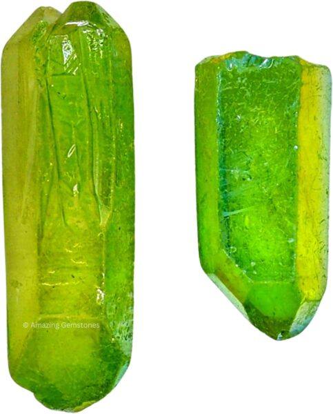 2 Pieces Apple Aura Quartz Raw Pencil Points Crystals and Healing Stones