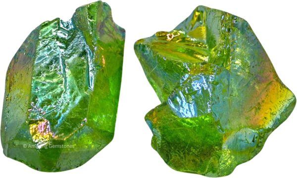 2 Pieces Apple Aura Quartz Raw Crystals and Healing Stones