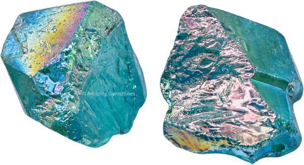 2 Pieces Aqua Aura Quartz Raw Crystals and Healing Stones
