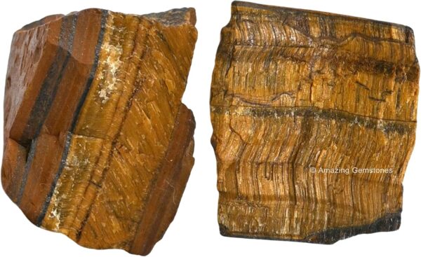 2 Pieces Tiger Eye Raw Crystals and Healing Stones